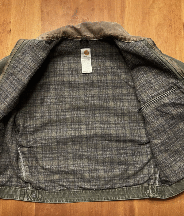 Vintage Carhartt Mens Detroit Jacket Moss Green Size Large Blanket Lined J97 Mos - Image 4