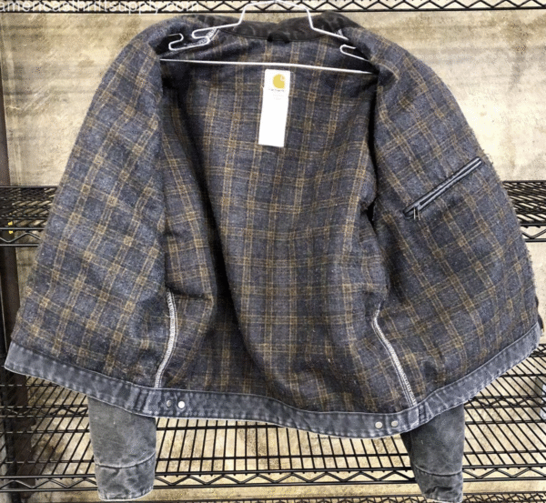 Vintage Y2K Carhartt J97 PTL Men's Blanket-Lined Grey Canvas Detroit Jacket - L - Image 3