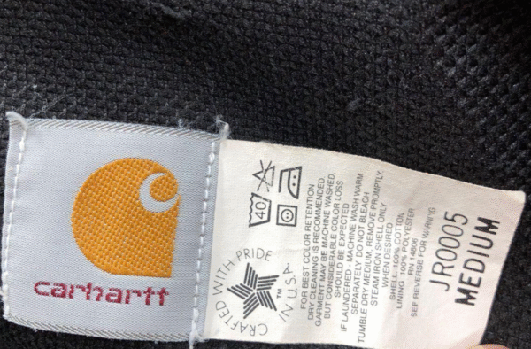 VTG Carhartt Southwest Aztec Hooded Jacket JR0005 Black/Grey Distressed sz M USA - Image 3