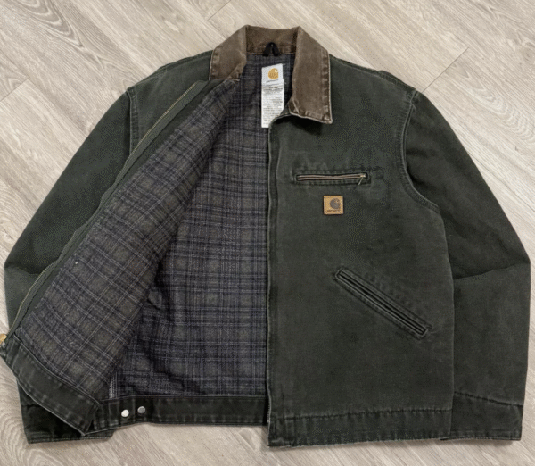 Vintage Carhartt Detroit Jacket J97 MOS Green Large Rare - Image 2