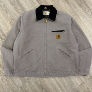 VTG Carhartt Detroit J76 CMT Work Jacket Large Blanket Lined Cement Gray USA 90s