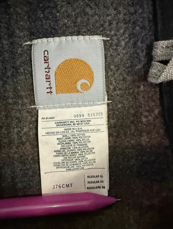 VTG Carhartt Detroit J76 CMT Work Jacket Large Blanket Lined Cement Gray USA 90s - Image 4