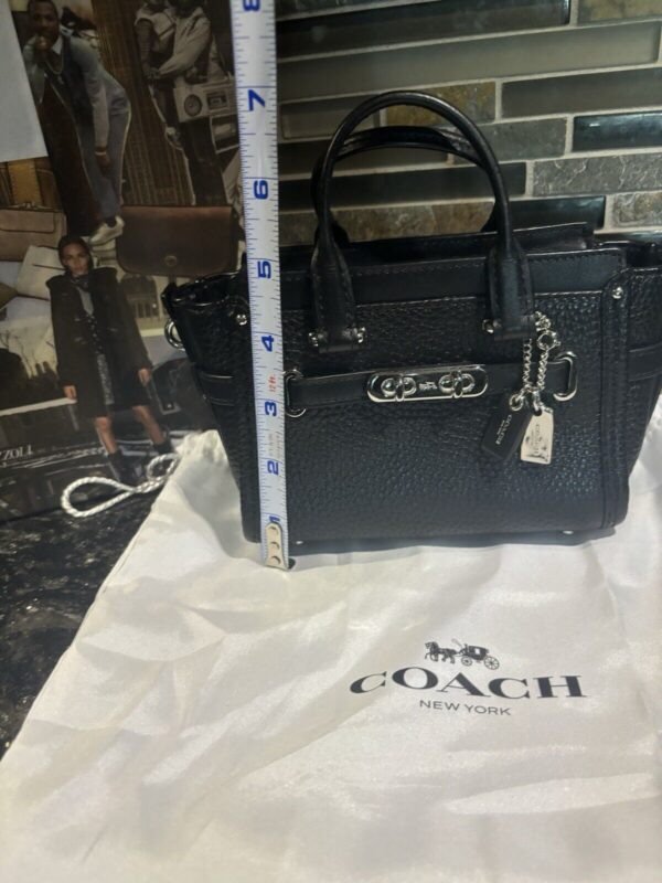 Coach Swagger 15 Carryall Handbag Crossbody Bag Pebble Leather Black 54625 - Image 11