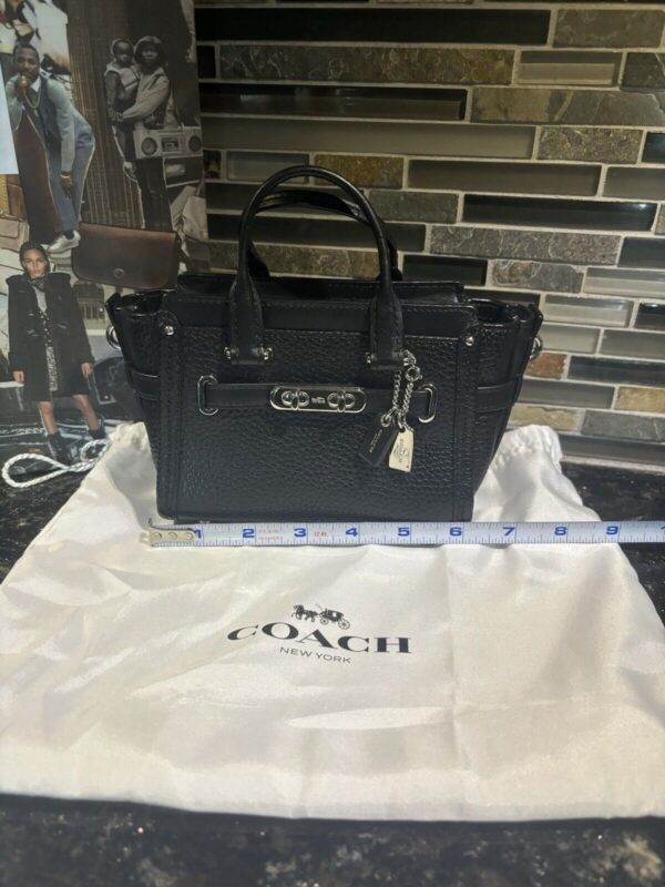 Coach Swagger 15 Carryall Handbag Crossbody Bag Pebble Leather Black 54625 - Image 10